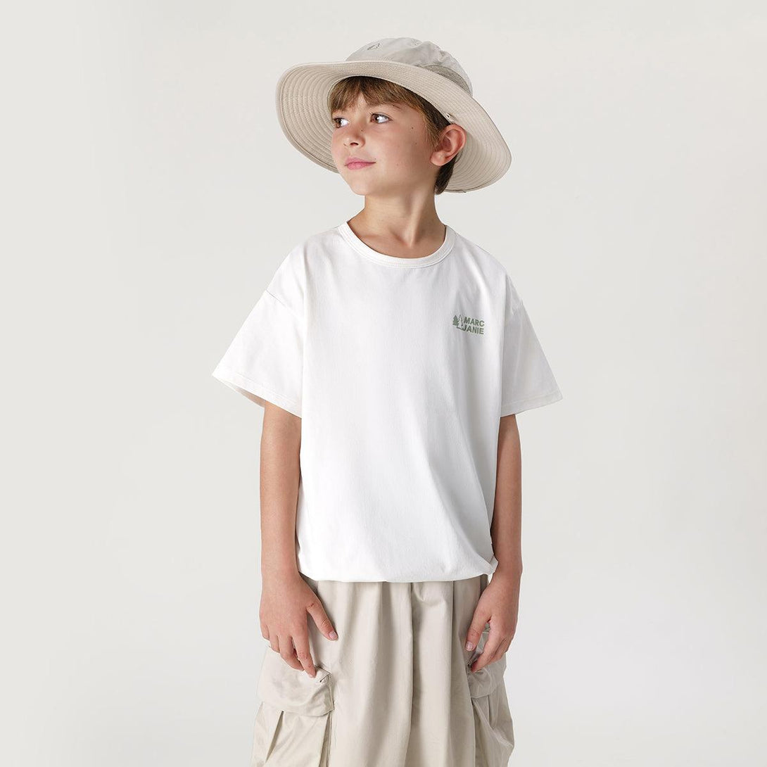 Boys Quick Drying Short Sleeve Letter T-shirt with Drawstring Hem 240393 - MARC&JANIE