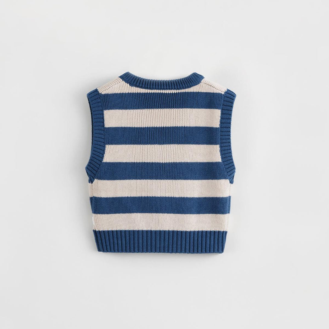 MARC&JANIE Boys Stylish Striped V-Neck Knit Kids Vest for Autumn 231827 - MARC&JANIE