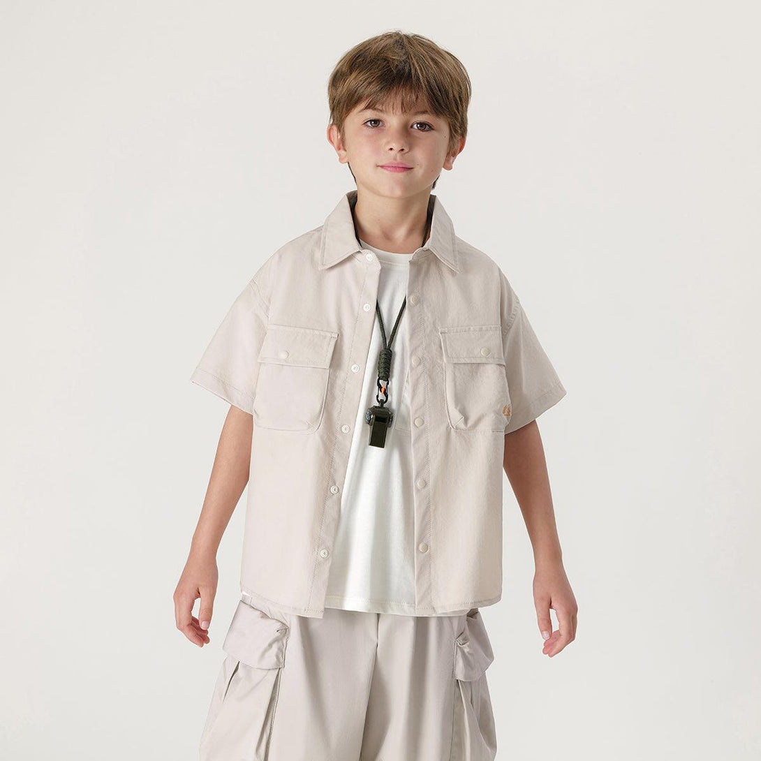 Boys Ultralight Quick Drying Outdoor Casual Short Sleeve Cargo Shirt 240527 - MARC&JANIE