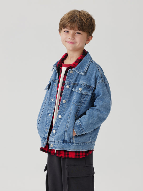 MARC & JANIE Boys Girls Lapel Denim Jacket 241169