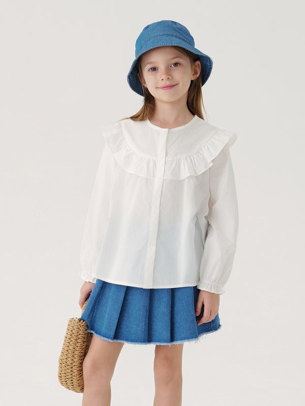 MARC & JANIE Girls Sweet Ruffle White Shirt 241376