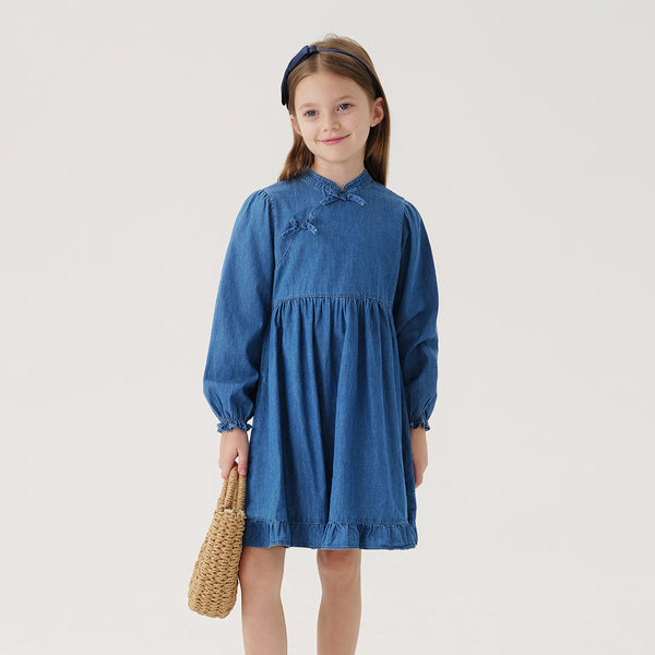 MARC & JANIE Girls Bow Denim Dress 240108