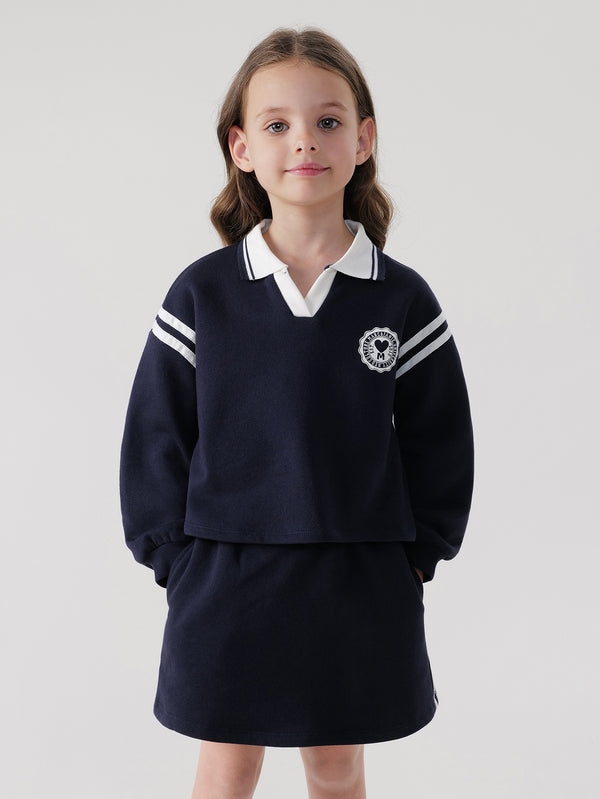 MARC & JANIE Girls Polo Collar Sweatshirt Skirt Sets 231367