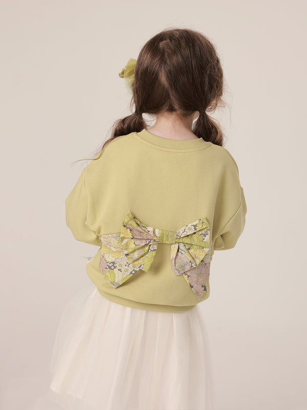 MARC & JANIE Girls Bow Loose Dropped Shoulder Sweatshirt 230310