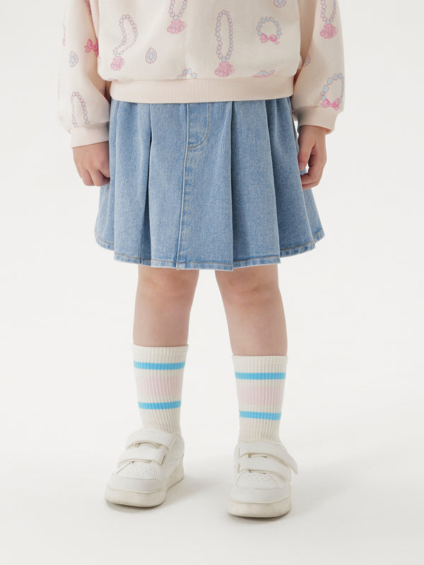 MARC & JANIE Girls Cotton Denim Pleated Skirt 250203