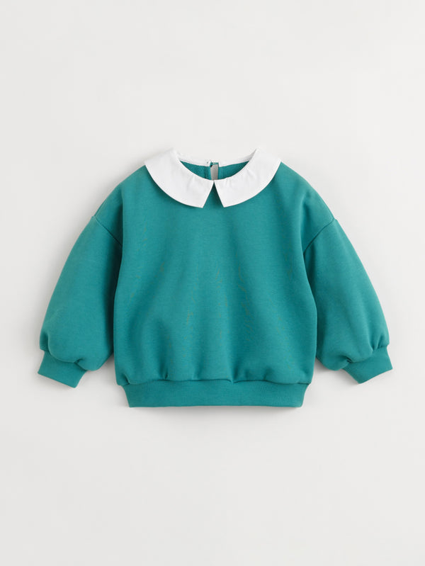 MARC & JANIE Girls Loose Sweatshirt with Shirt Collar 230309