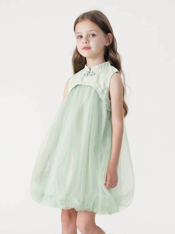 MARC & JANIE Girls Qipao Collar Tulle Bubble Dress 240859