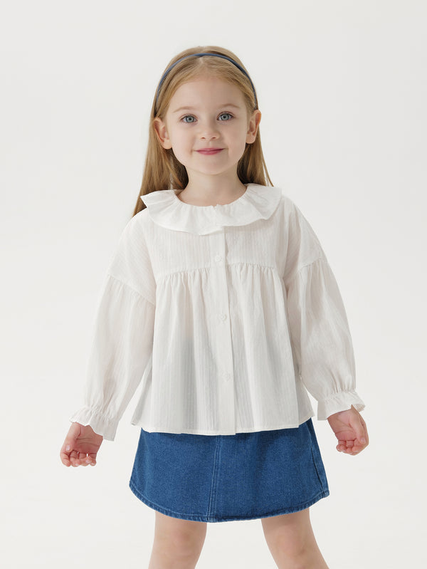 MARC & JANIE Girls Loose A-Line Ruffle Collar Shirts 250253