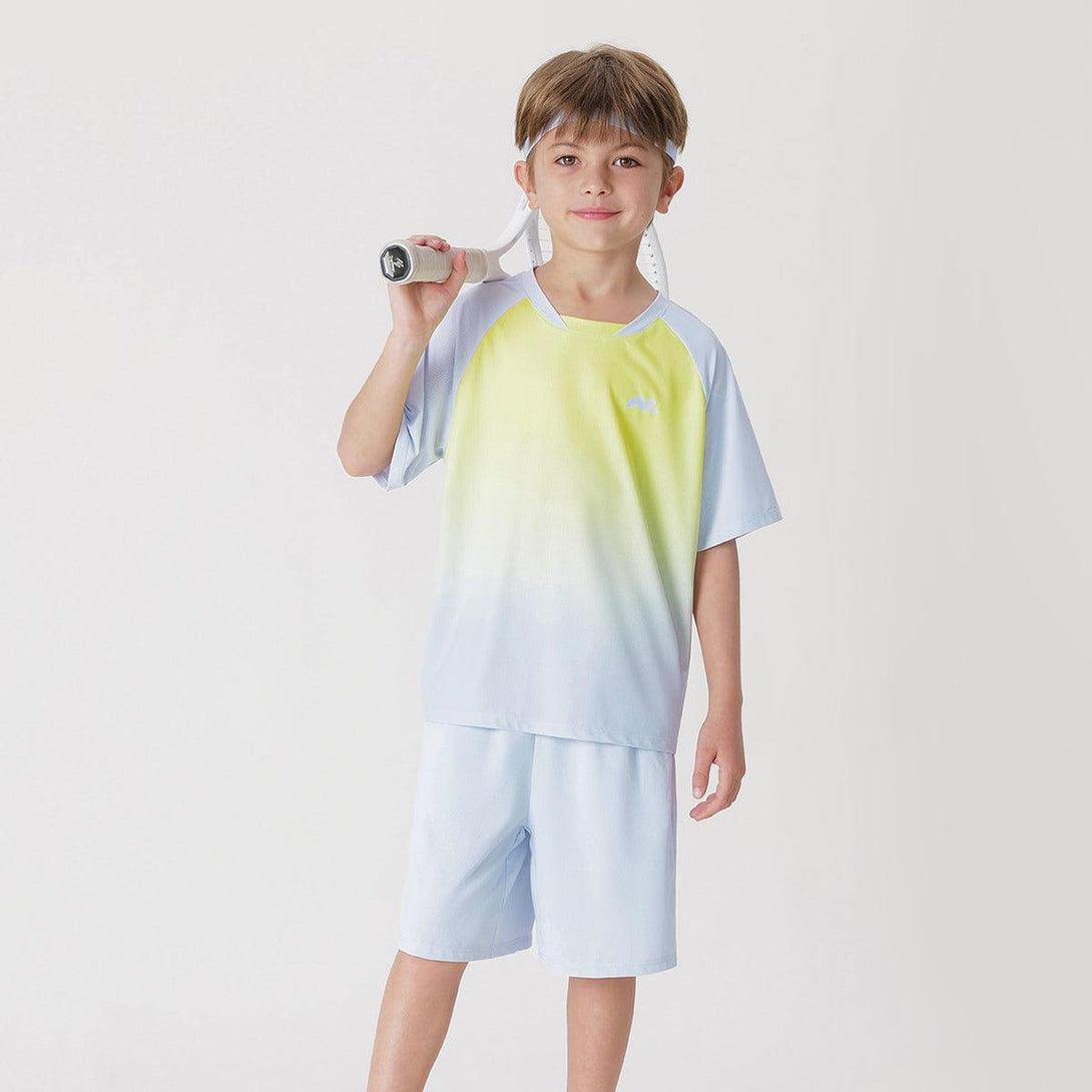 Boys Casual Gradient Mesh Sports Short Sleeve Two-Piece Set 240618 - MARC&JANIE