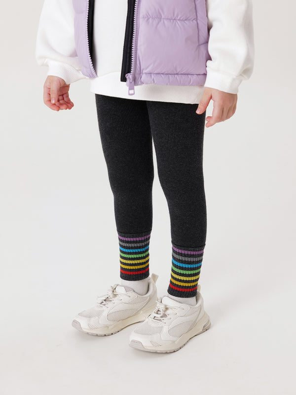 MARC & JANIE Girls Rainbow Stripe Fleece Lined Leggings 232031