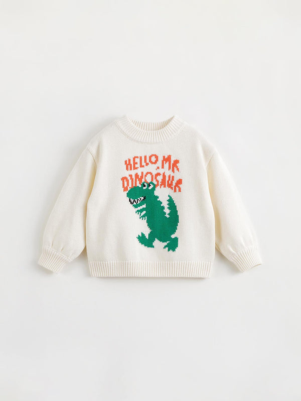 MARC & JANIE Boys Fun Dinosaur Jacquard Loose Sweater  231828