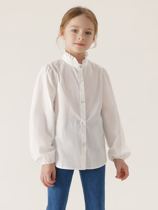 MARC & JANIE Girls Lace Small Stand-up Collar Shirt 240570