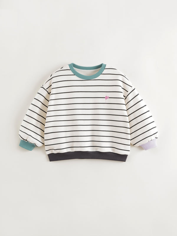 MARC & JANIE Girls Vintage Color-Block Striped Sweatshirt 250155