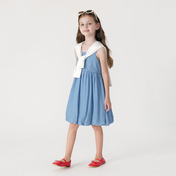 Girls Breathable Lyocell Denim Suspenders Dress 240660 - MARC&JANIE