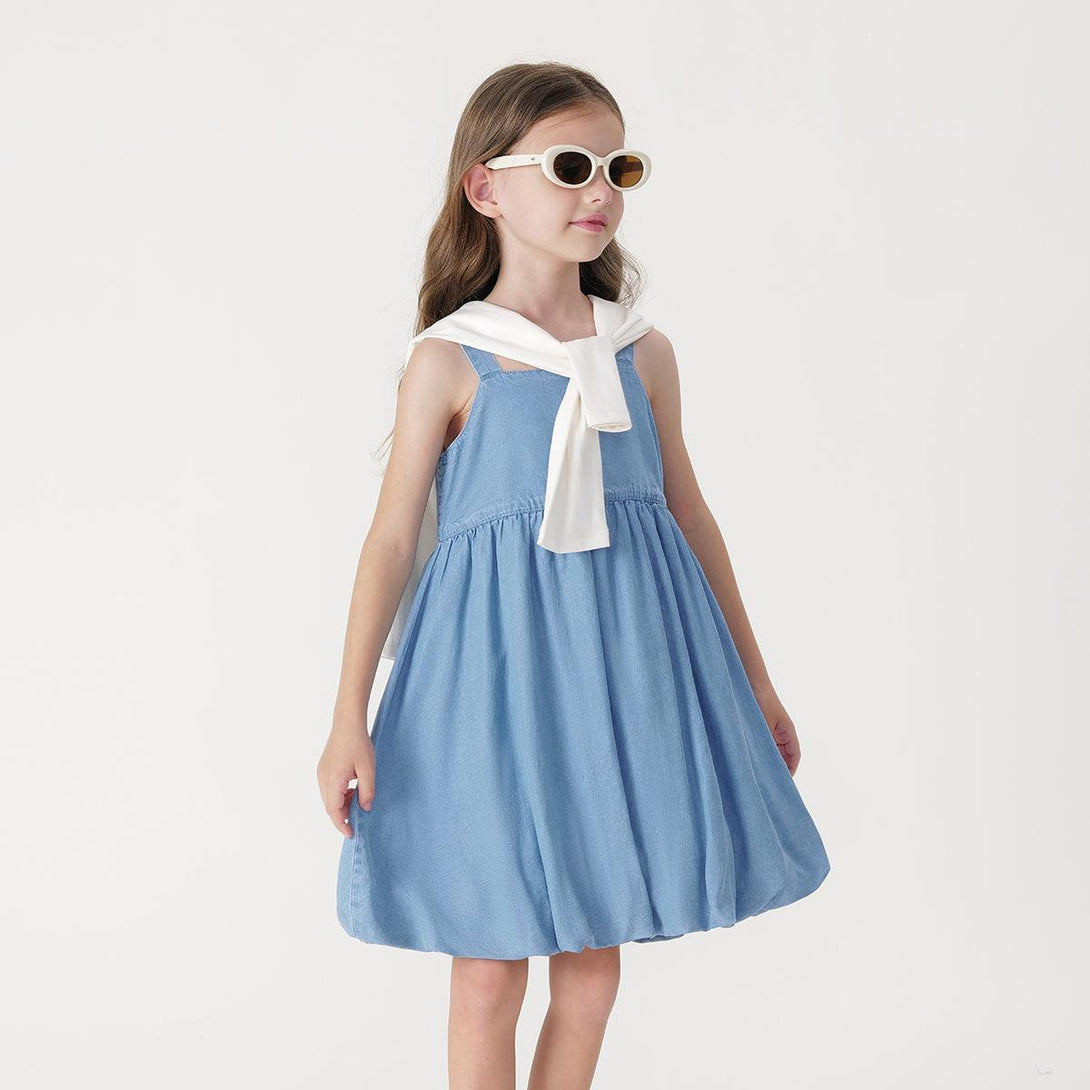 Girls Breathable Lyocell Denim Suspenders Dress 240660 - MARC&JANIE