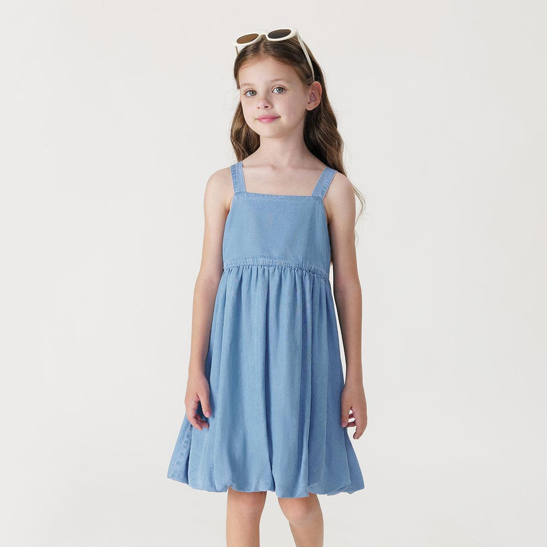 Girls Breathable Lyocell Denim Suspenders Dress 240660 - MARC&JANIE