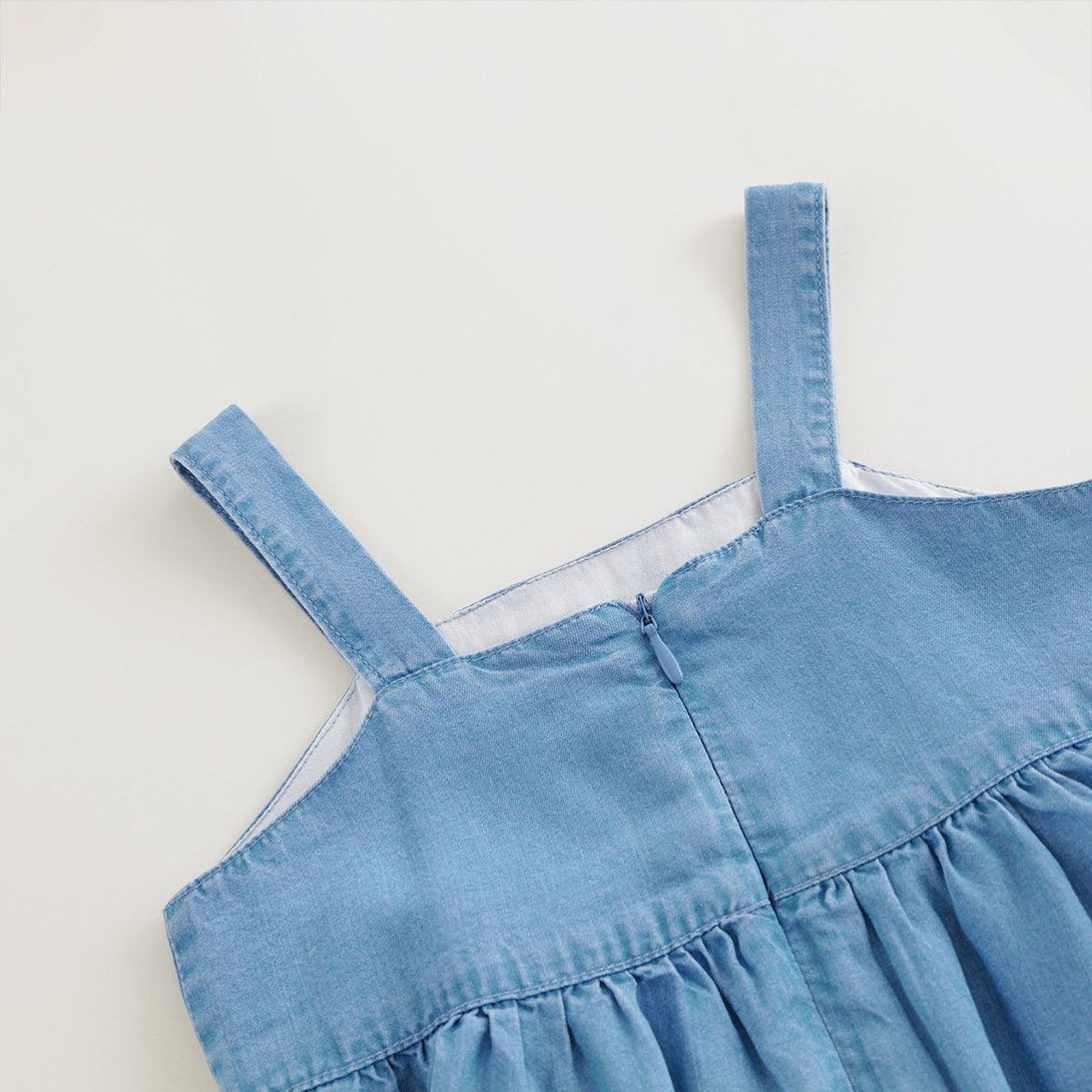 Girls Breathable Lyocell Denim Suspenders Dress 240660 - MARC&JANIE