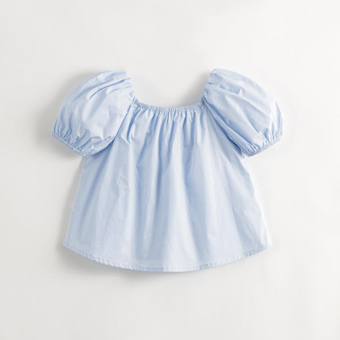 MARC&JANIE Girls Bubble Sleeve Big Bow Shirt Kids Cotton Blouse Sweet Charm Cute Tops for Summer 240701 - MARC&JANIE