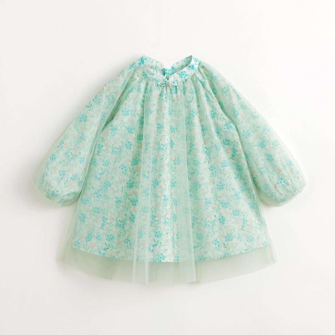 MARC&JANIE Girls New Chinese A-line Princess Mesh Dress Children's Skirt for Spring 240102 - MARC&JANIE