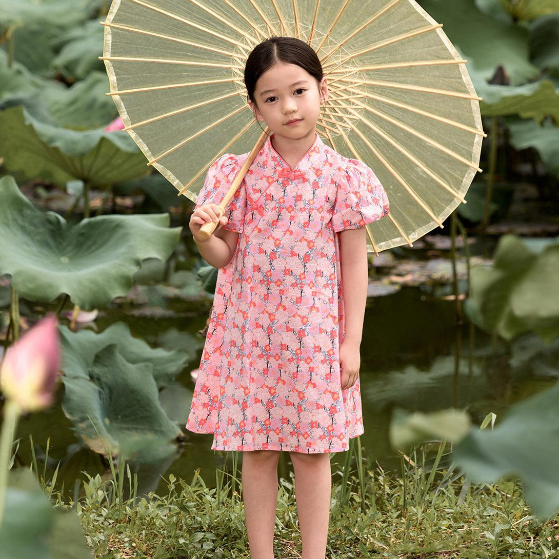 Girls Chinese Style Floral Cheongsam Dress 240686 - MARC&JANIE