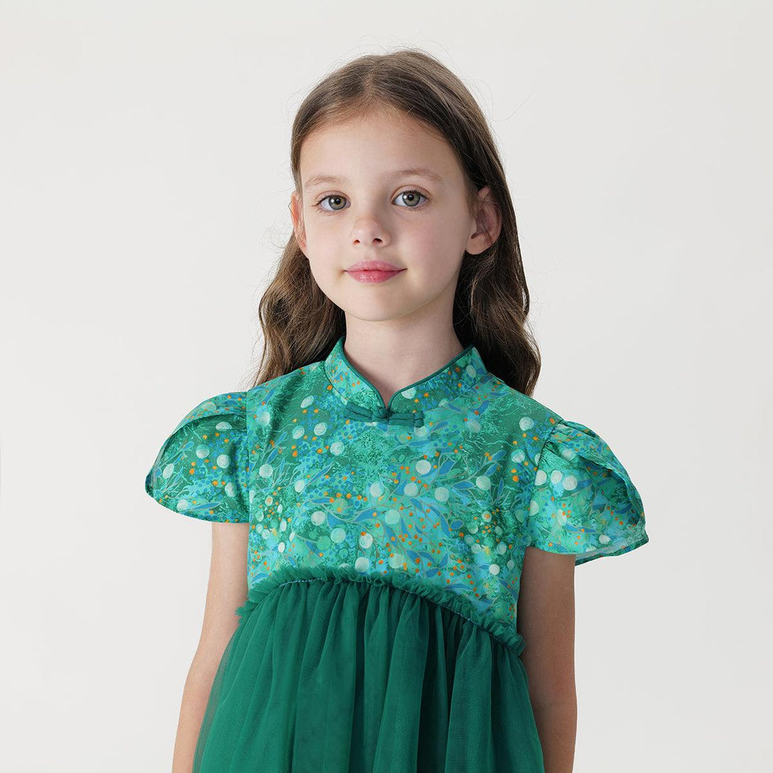 Girls New Chinese-style Green Shade Qipao Dress 240750 - MARC&JANIE