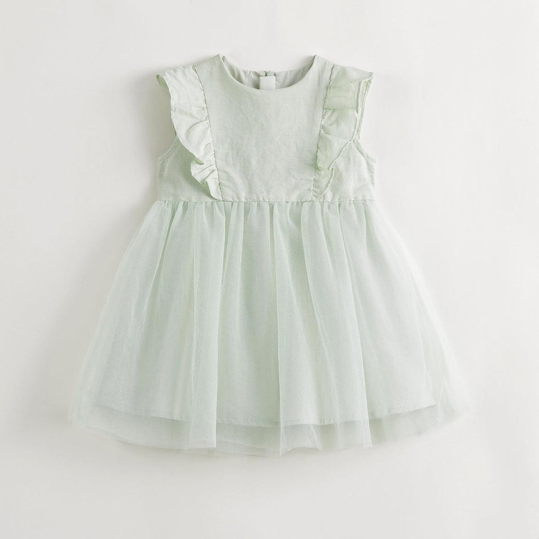 Girls New Chinese-style Lace Trimmed Flying Sleeve Tulle Dress 240659 - MARC&JANIE