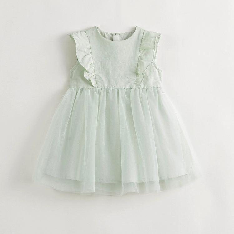 Girls New Chinese-style Lace Trimmed Flying Sleeve Tulle Dress 240659 - MARC&JANIE