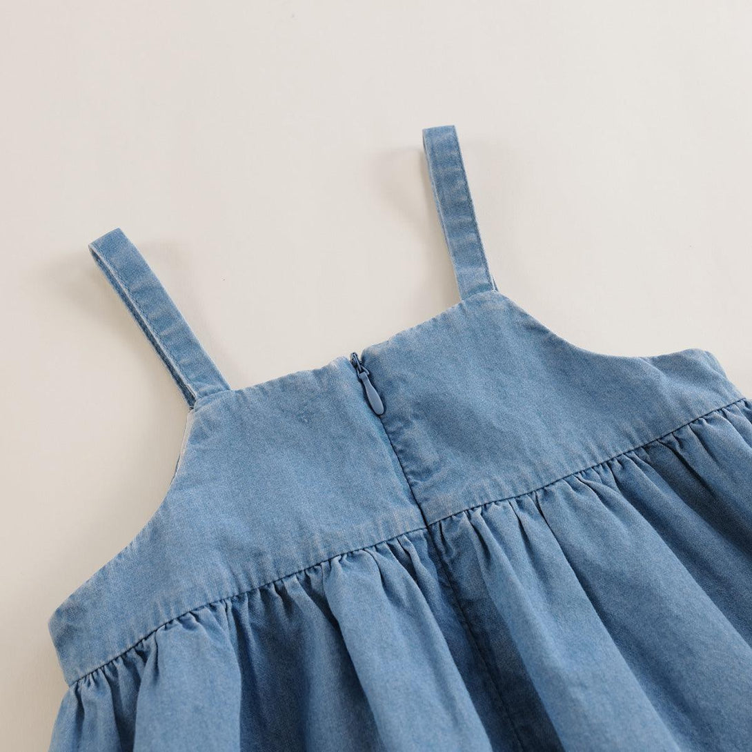 MARC&JANIE LUFU French Series Girls Summer Cotton Denim Suspenders Dresses 230617 - MARC&JANIE