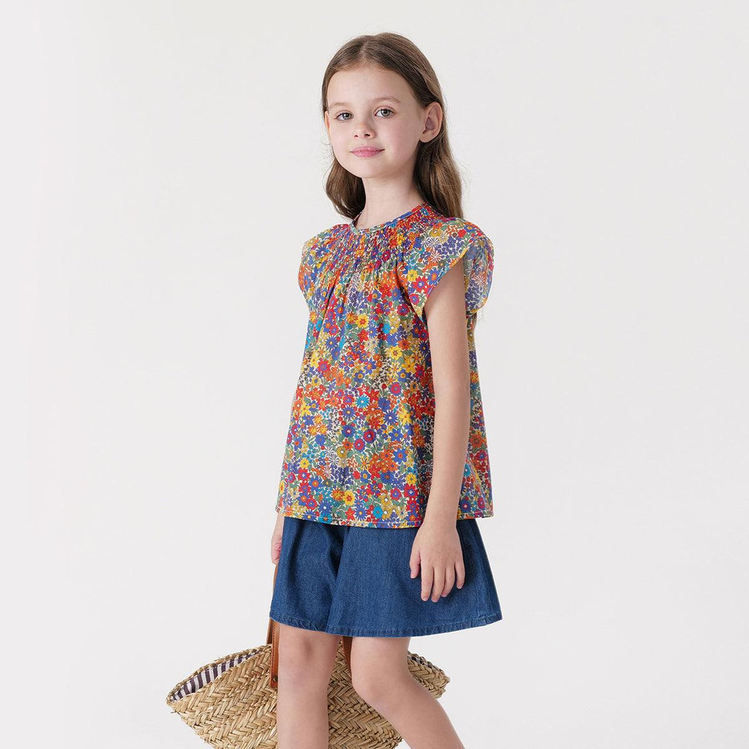 Girls Midsummer Garden Pure Cotton Short Sleeves Short Sets 230031 - MARC&JANIE