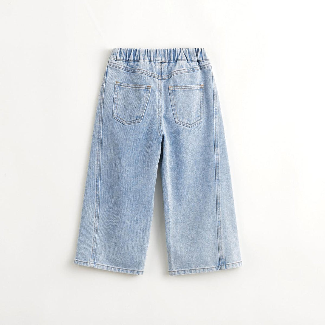 MARC&JANIE Girls Cotton Fashion Micro Jeans Kids Wide Leg Pants for Spring 240225 - MARC&JANIE