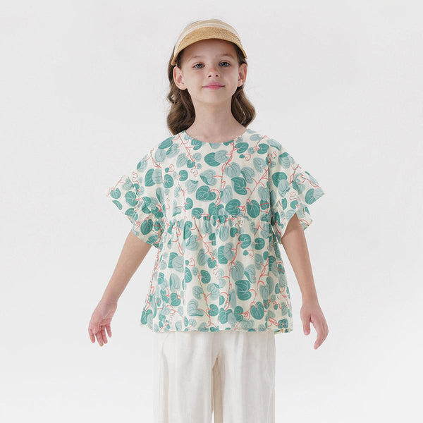 Girls All Cotton Printed Side Sleeves Shirts 230007 - MARC&JANIE