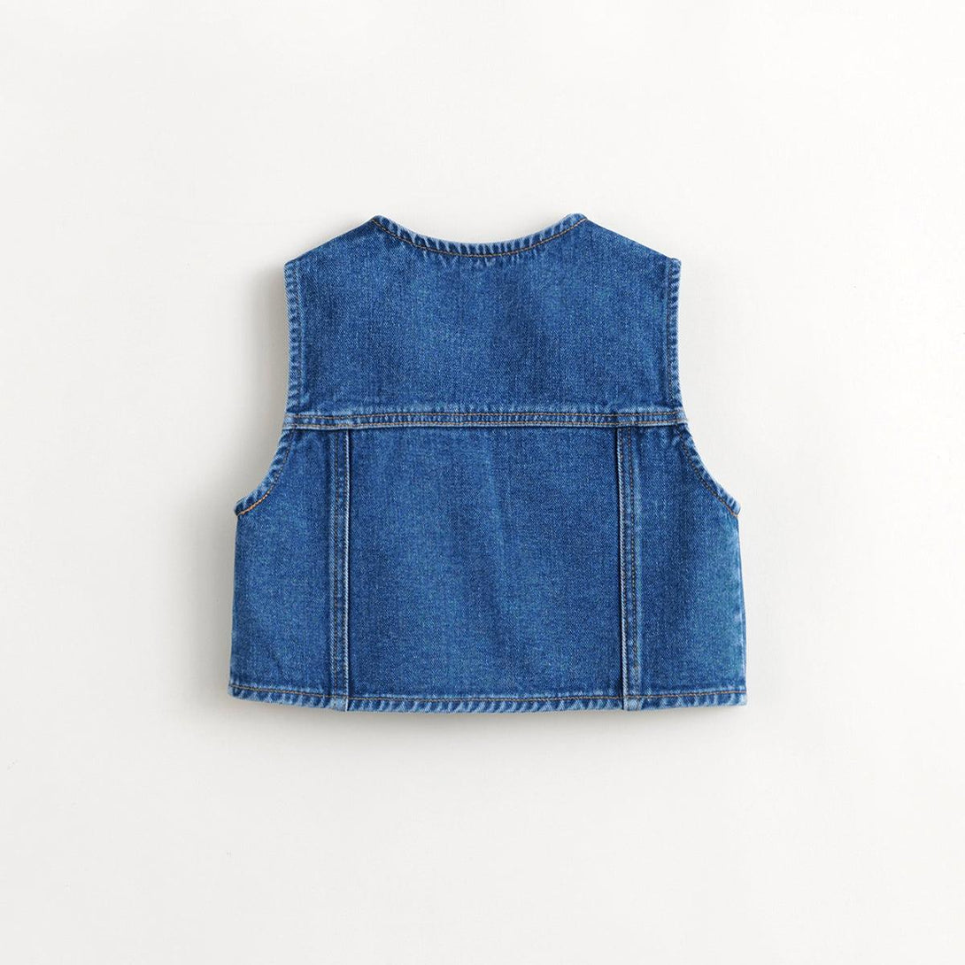 MARC&JANIE Girls Cotton V-neck Denim Vest Children's Tops Jacket for Spring 240366 (Shipping after January 28th) - MARC&JANIE