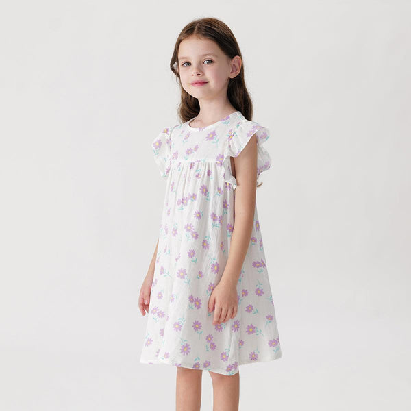 Girls Daisy Print Flutter Sleeve Dress 240652 - MARC&JANIE