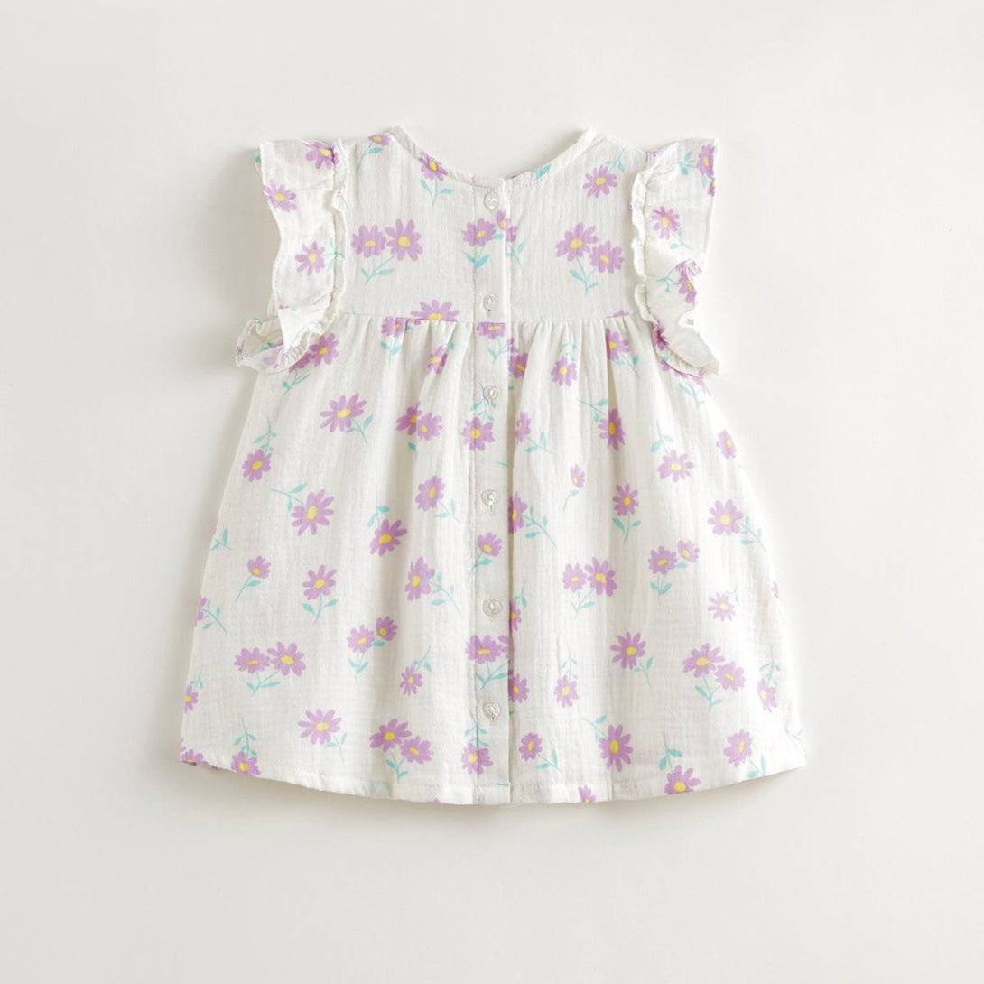 Girls Daisy Print Flutter Sleeve Dress 240652 - MARC&JANIE