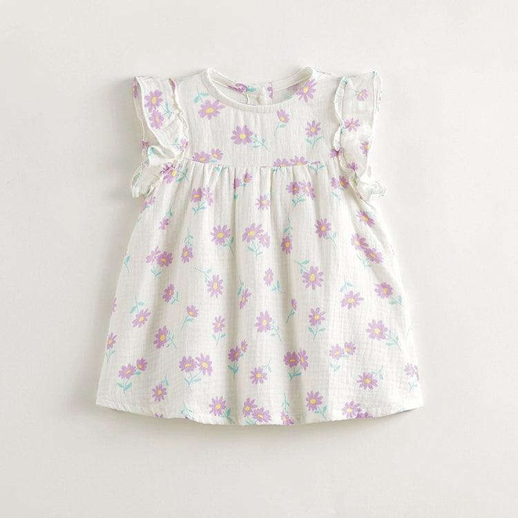 Girls Daisy Print Flutter Sleeve Dress 240652 - MARC&JANIE