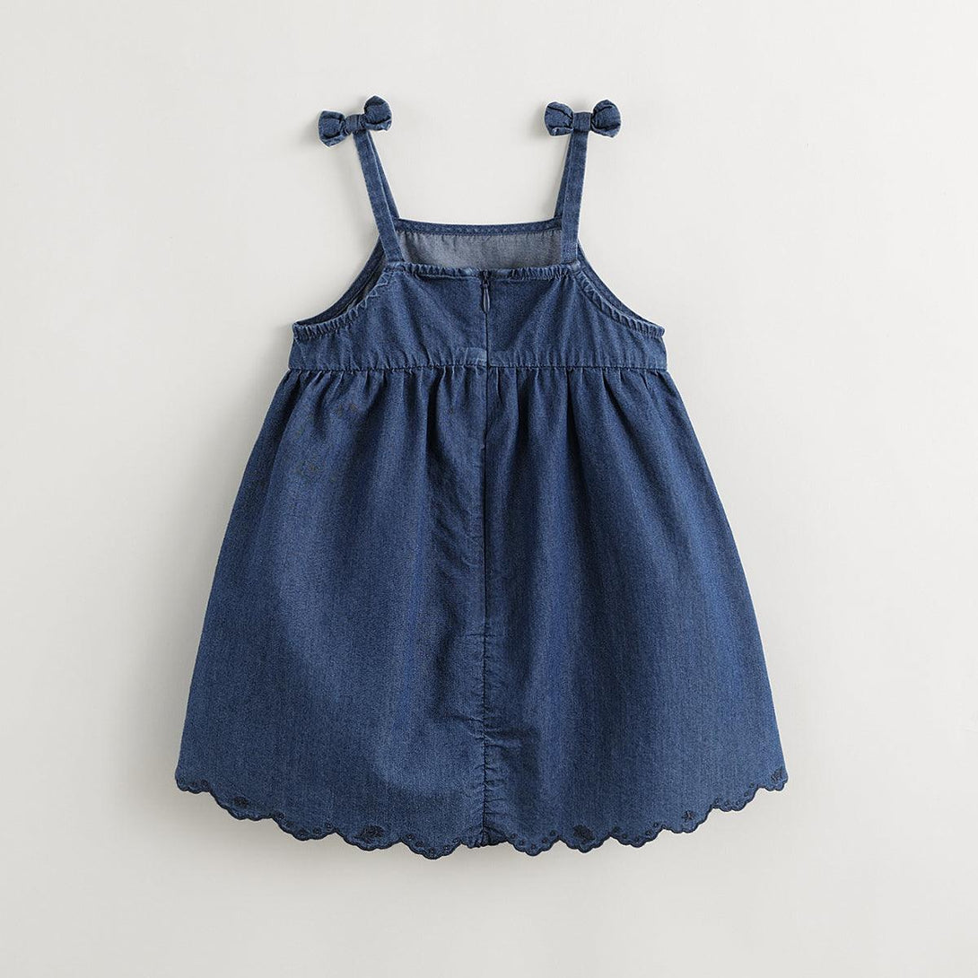 Girls French Style Denim Dress with Bow Suspender Dress 240572 - MARC&JANIE