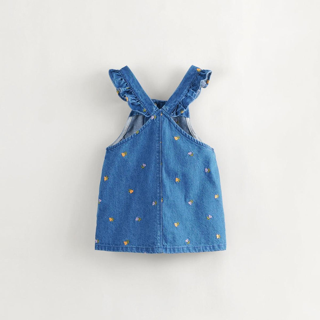 MARC&JANIE Girls Full Bottom Embroidered Cotton Denim Dresses Strap Dresses for Autumn 231708 - MARC&JANIE