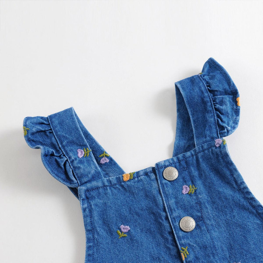 MARC&JANIE Girls Full Bottom Embroidered Cotton Denim Dresses Strap Dresses for Autumn 231708 - MARC&JANIE