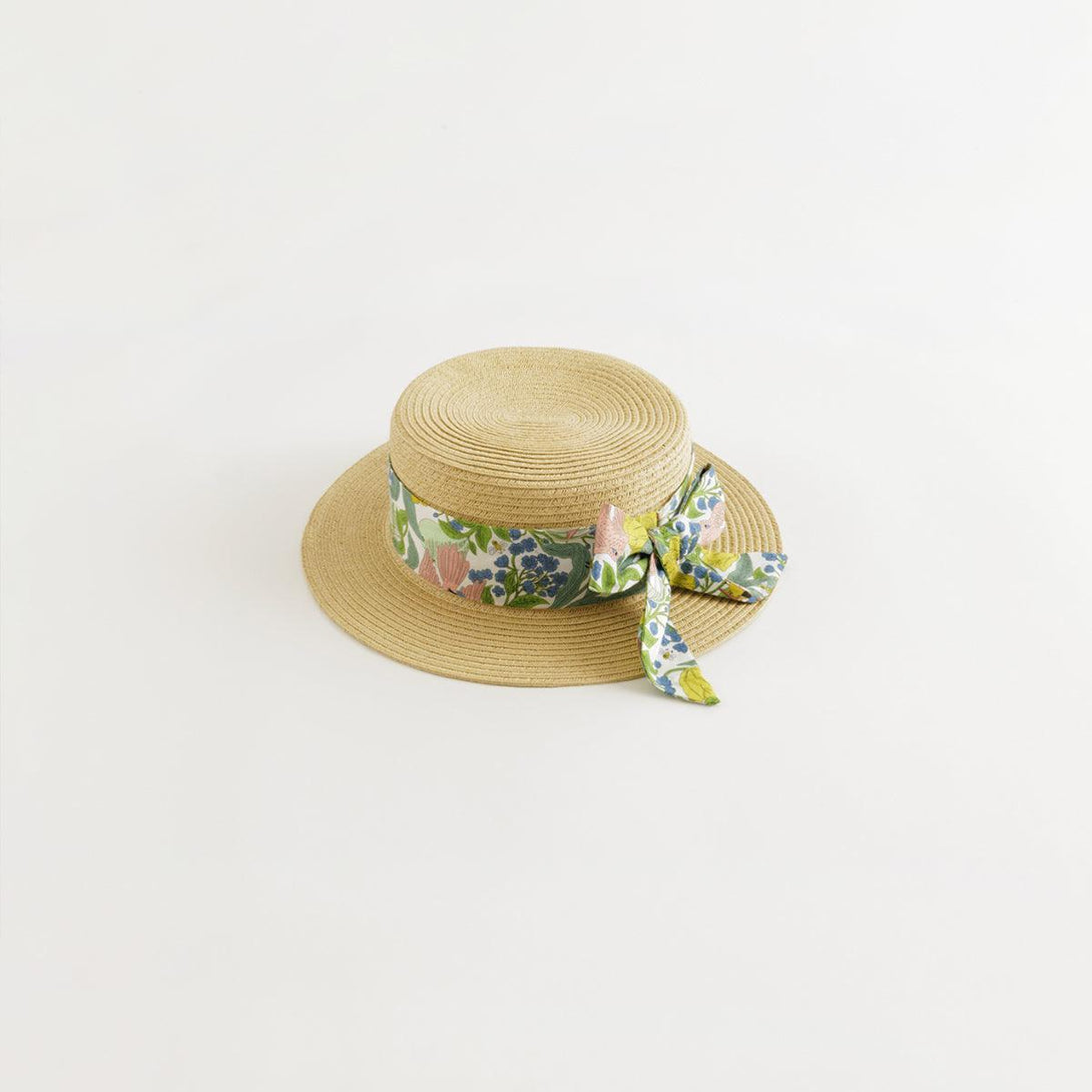 Girls Floral Bow Knitted Sun Hat Straw Hat 240817 - MARC&JANIE