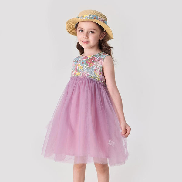 Girls Floral Print Mesh Dress 230002 - MARC&JANIE