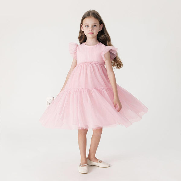 Girls Flutter Sleeve Mesh Cake Dress 240863 - MARC&JANIE