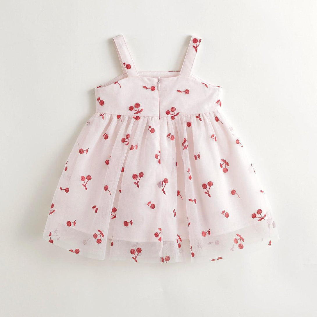 Girls Fun Cherry Print Spaghetti Strap Mesh Dress 240656 - MARC&JANIE