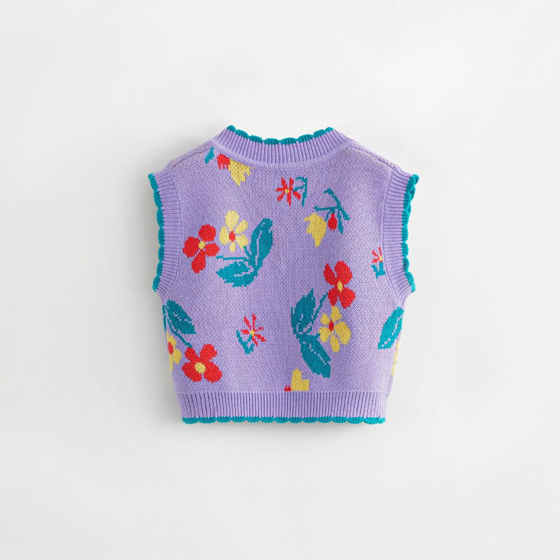 MARC&JANIE Girls Jacquard V-neck Knit Vest Children's Vests for Autumn 231960 - MARC&JANIE