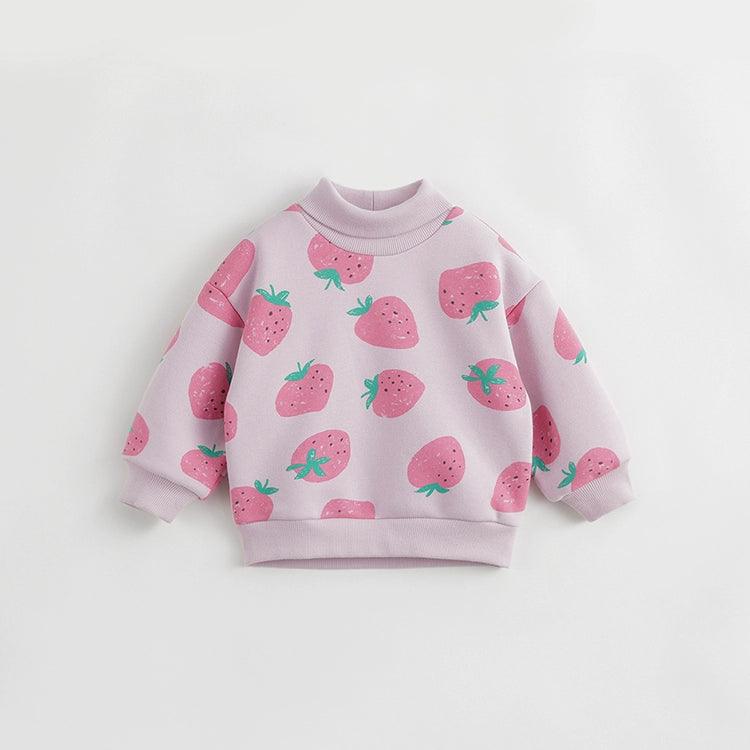 MARC&JANIE Girls Little Strawberry Half Turtleneck Sweatshirt for Winter 231609 - MARC&JANIE