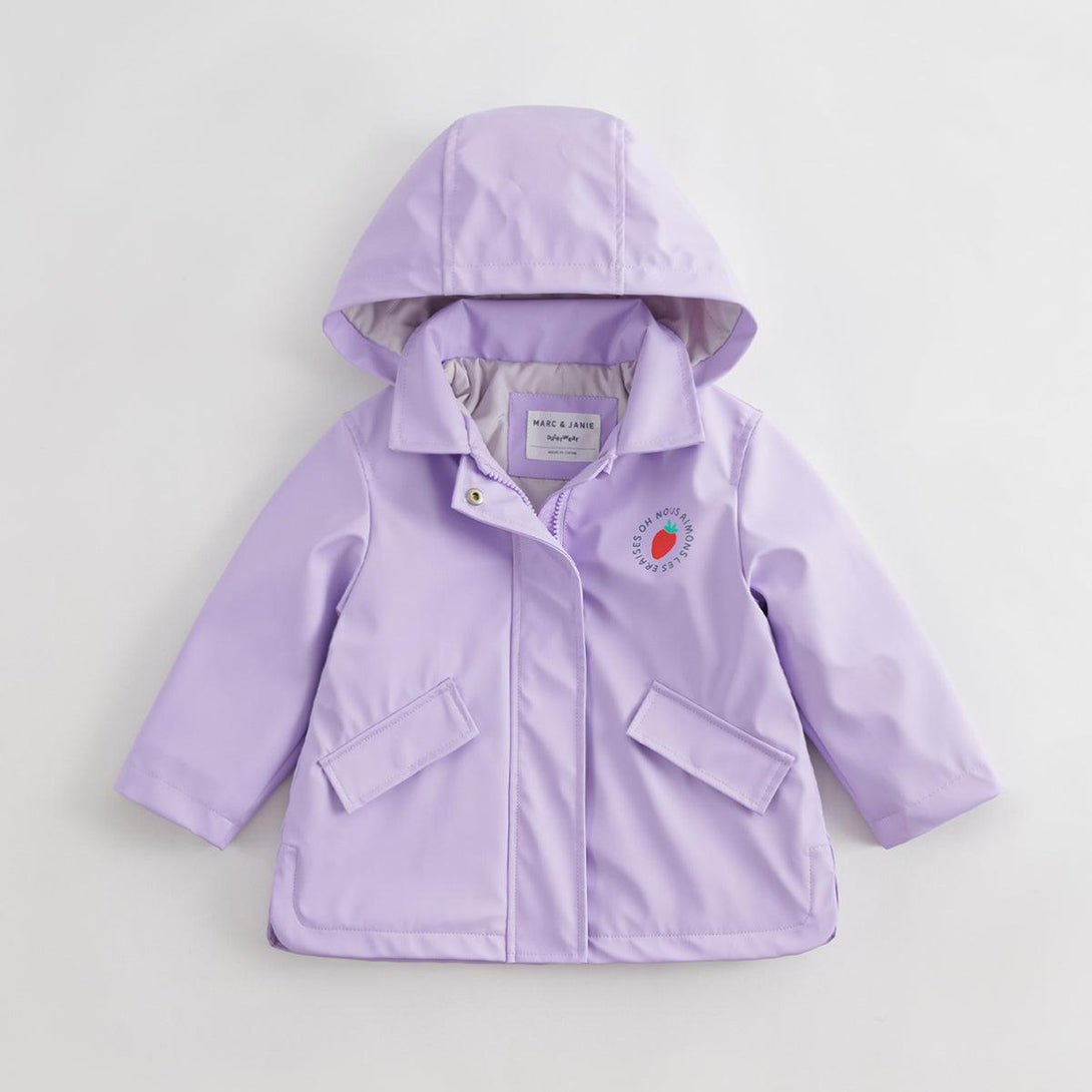 MARC&JANIE Girls Little Strawberry Lapel Hooded Windbreaker Outerwear & Jackets for Autumn 231636 - MARC&JANIE