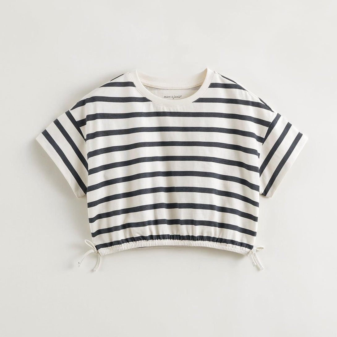 Girls Loose Striped Short Cotton Sleeve T-Shirt 240785 - MARC&JANIE