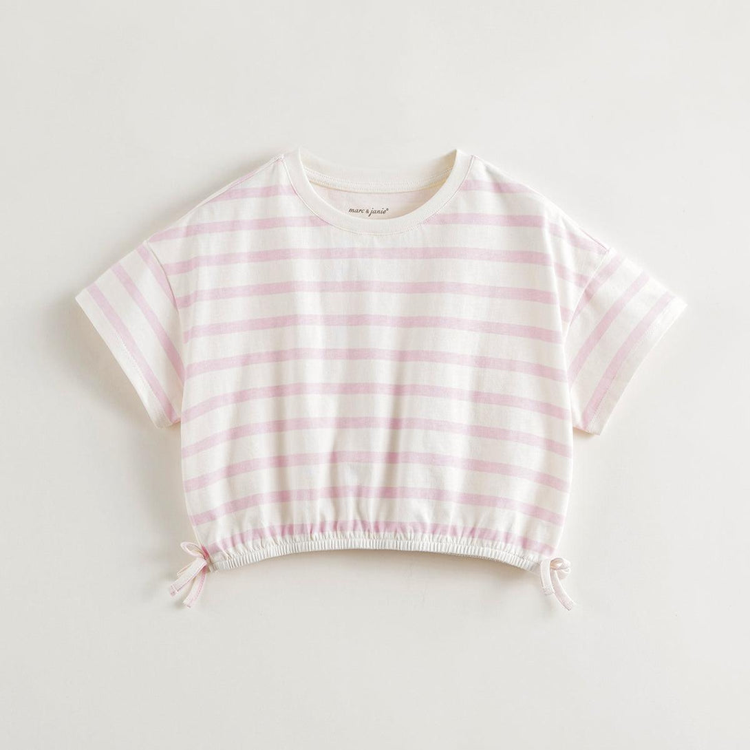 Girls Loose Striped Short Cotton Sleeve T-Shirt 240785 - MARC&JANIE