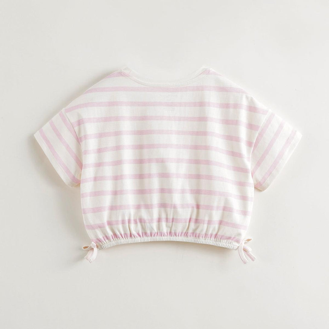 Girls Loose Striped Short Cotton Sleeve T-Shirt 240785 - MARC&JANIE