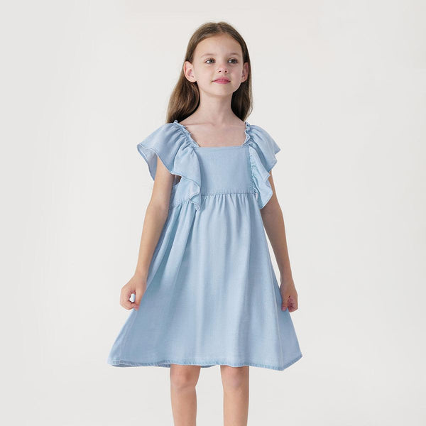 Girls Lyocell Flutter Sleeve Dress 240651 - MARC&JANIE