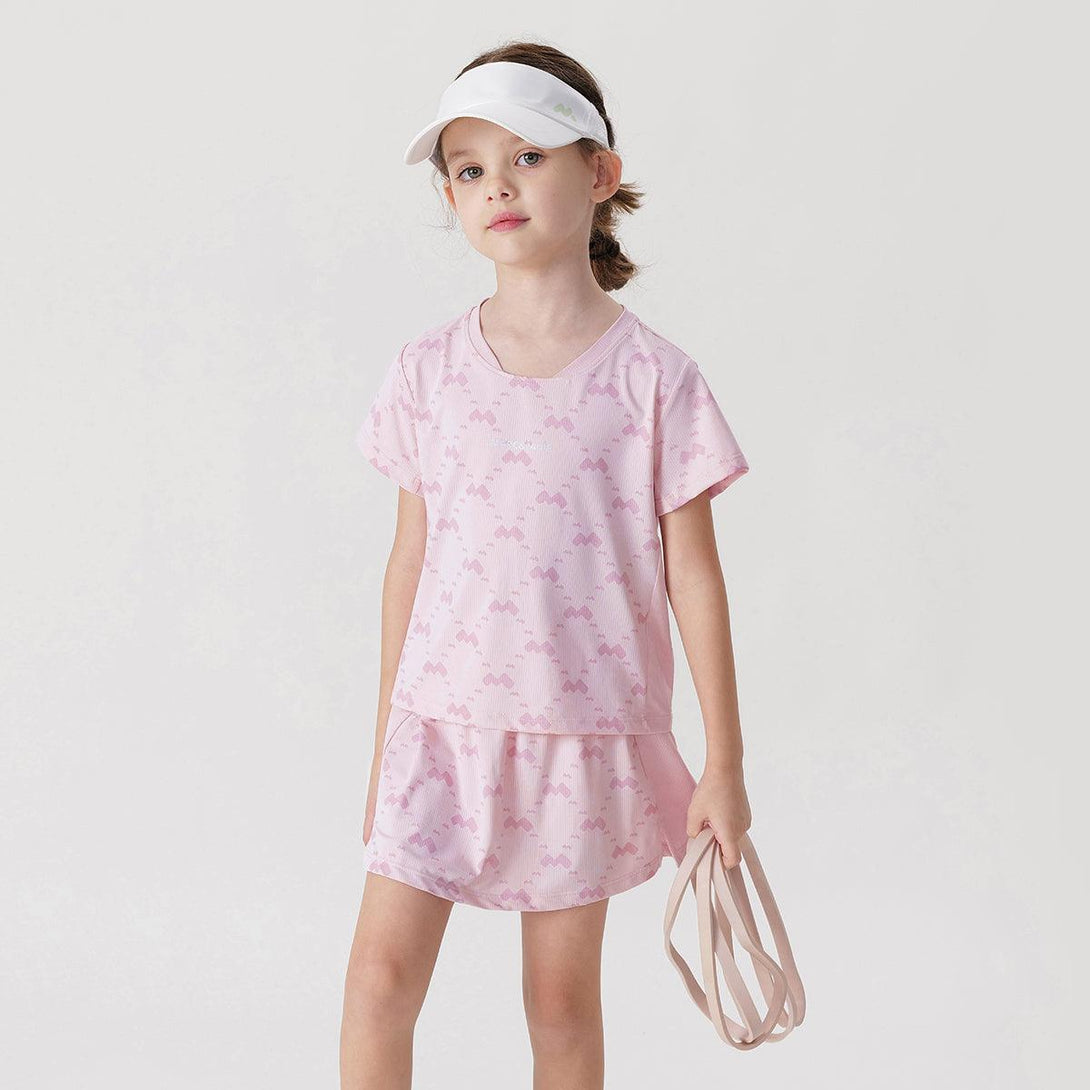 Girls Mesh Breathable Sports Short Sleeve Two-Piece Set 240621 - MARC&JANIE